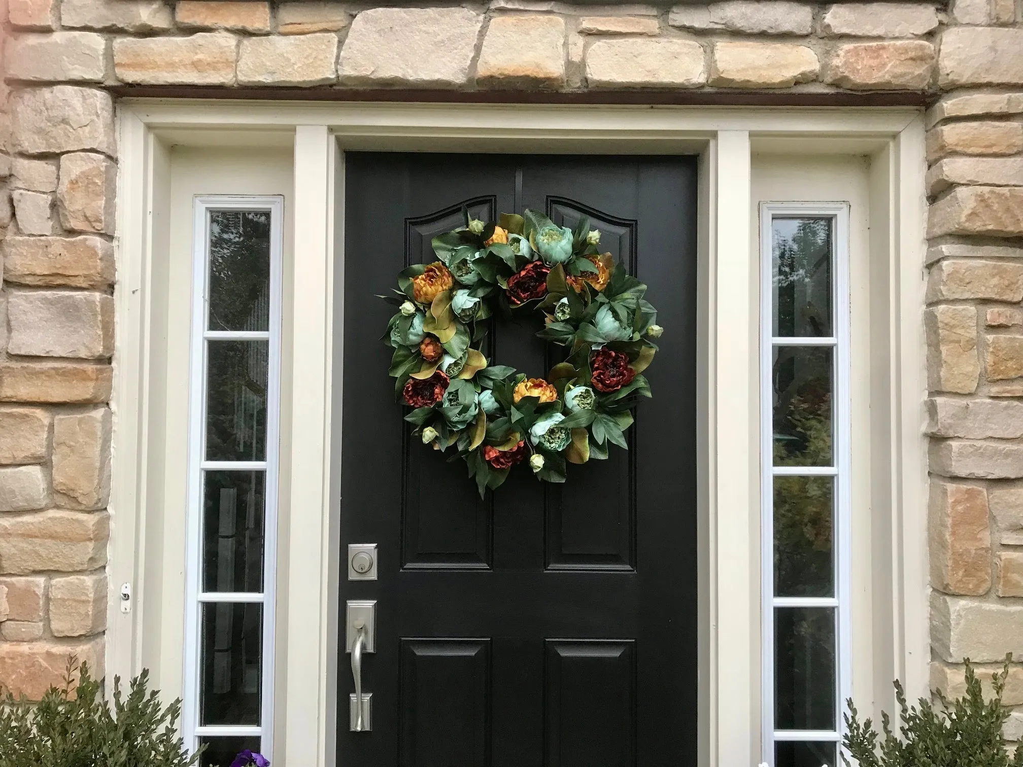 Thanksgiving Wreath with Peonies and Magnolia