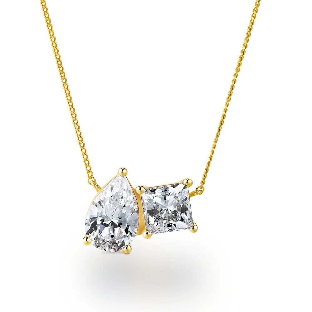 Toi et Moi Pear and Princess Cut Pendant