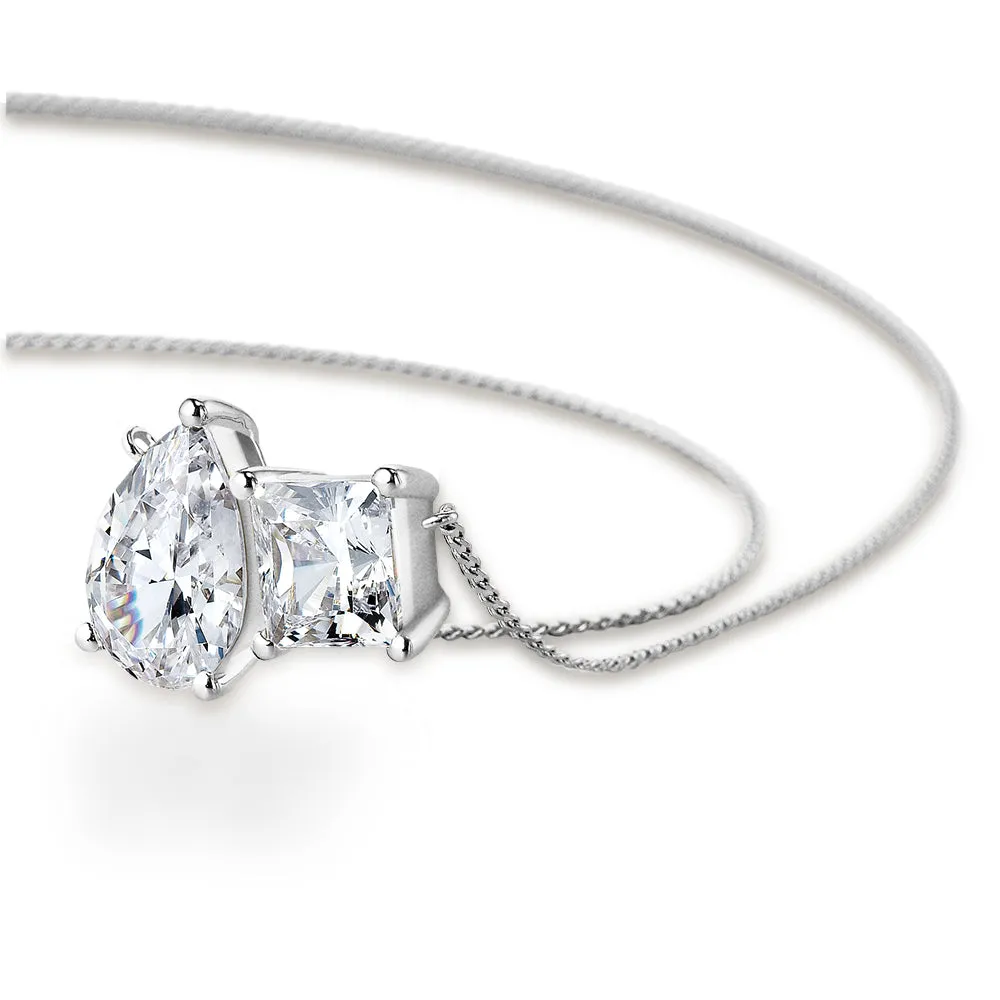 Toi et Moi Pear and Princess Cut Pendant
