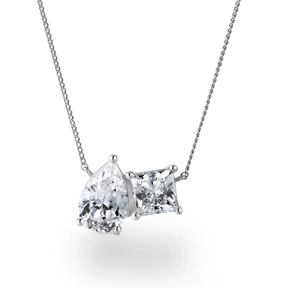 Toi et Moi Pear and Princess Cut Pendant