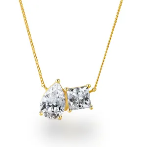Toi et Moi Pear and Princess Cut Pendant