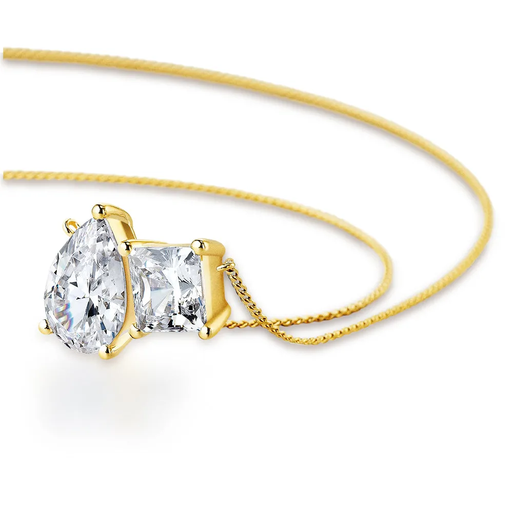 Toi et Moi Pear and Princess Cut Pendant