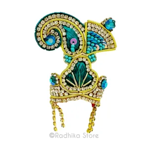 Tulsi Chandrika Fan-Teal Green-Deity Crown