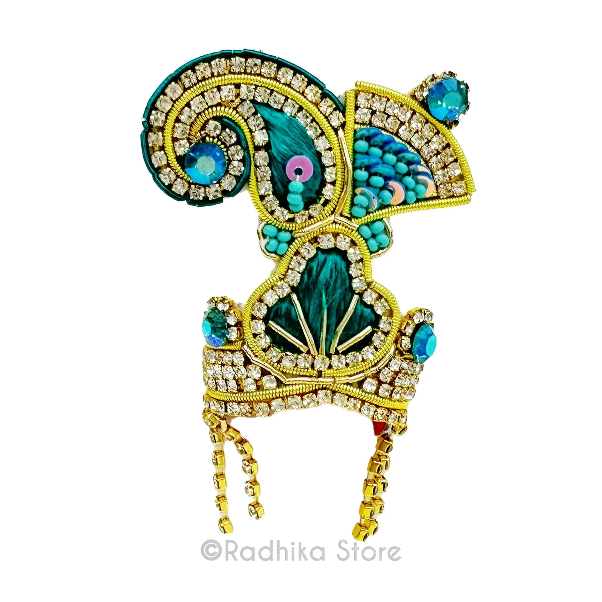 Tulsi Chandrika Fan-Teal Green-Deity Crown