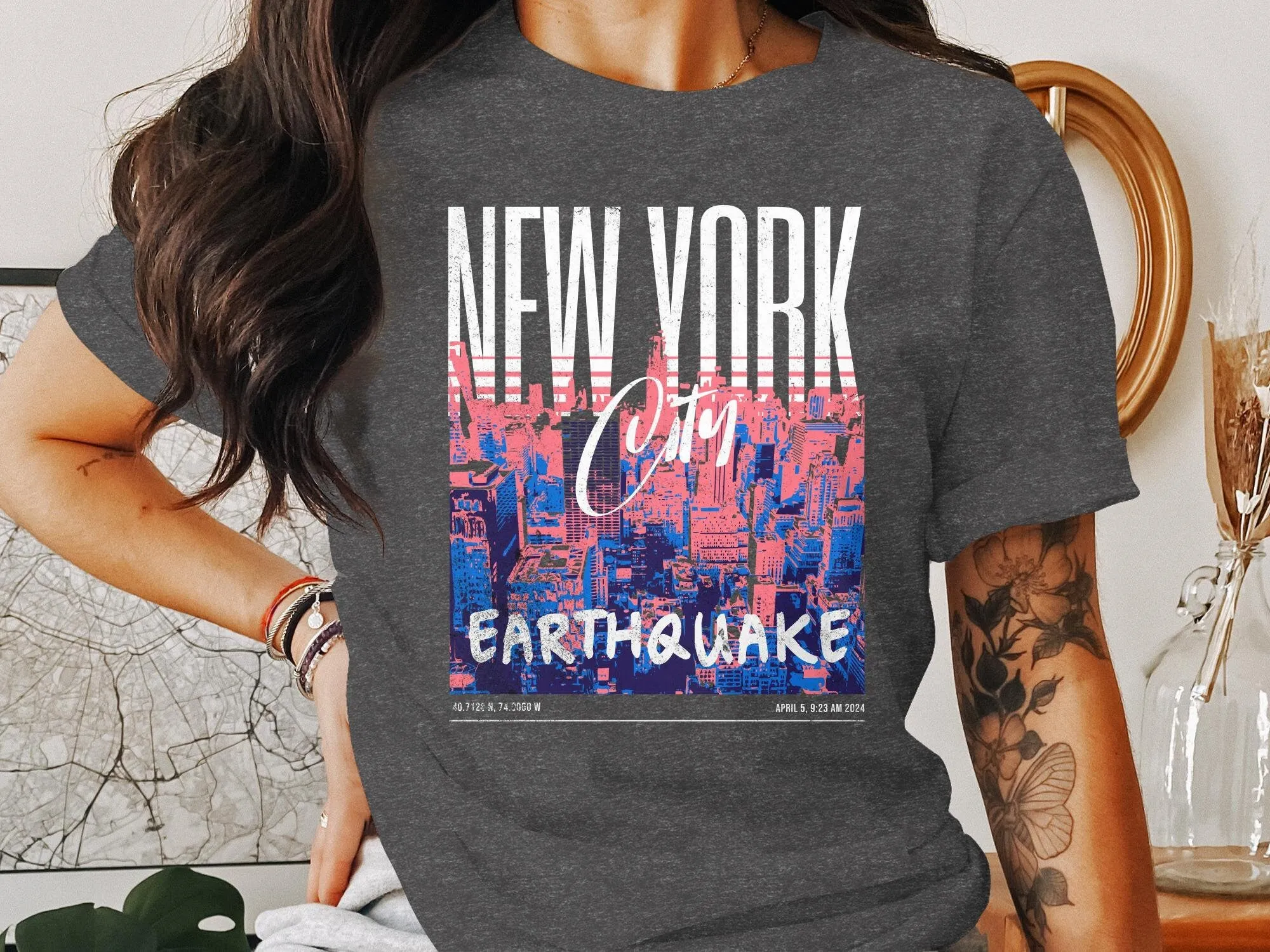 Urban New Your City Earthquake Graphic Tee, City Skyline Print Shirt, New jersey earthquake, Earthquake NJ Shirt, Earthquake of April 5 2024