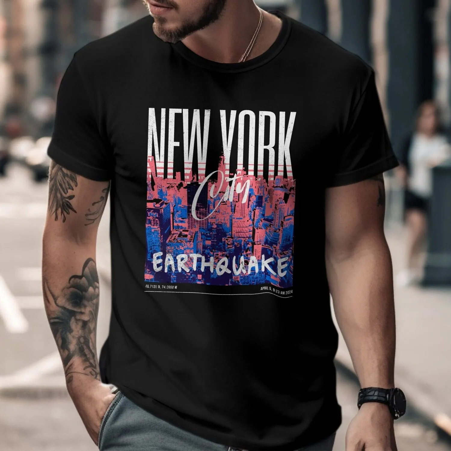 Urban New Your City Earthquake Graphic Tee, City Skyline Print Shirt, New jersey earthquake, Earthquake NJ Shirt, Earthquake of April 5 2024