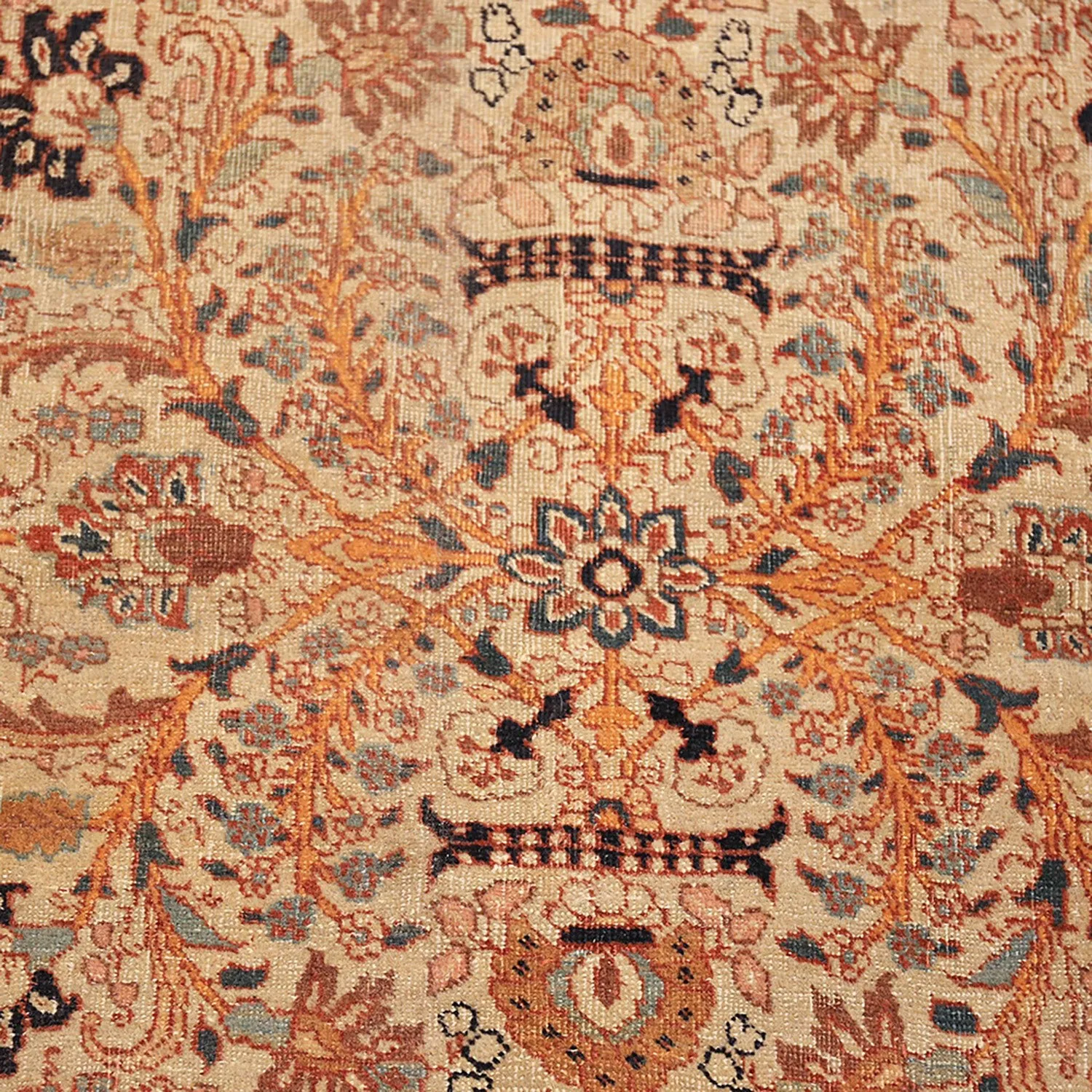Yellow Antique Persian Haji Jalili Tabriz Rug - 11' x 14'8"