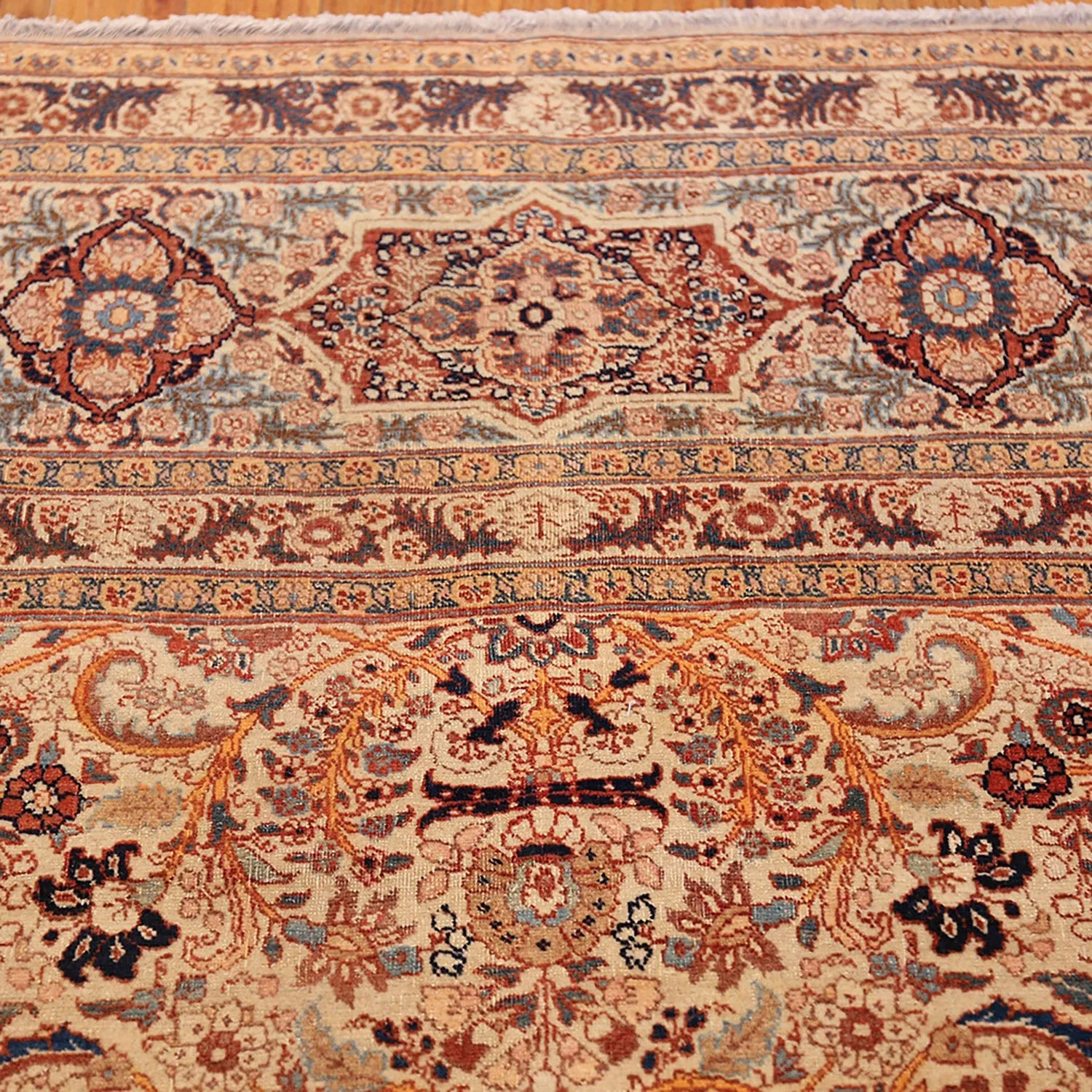 Yellow Antique Persian Haji Jalili Tabriz Rug - 11' x 14'8"