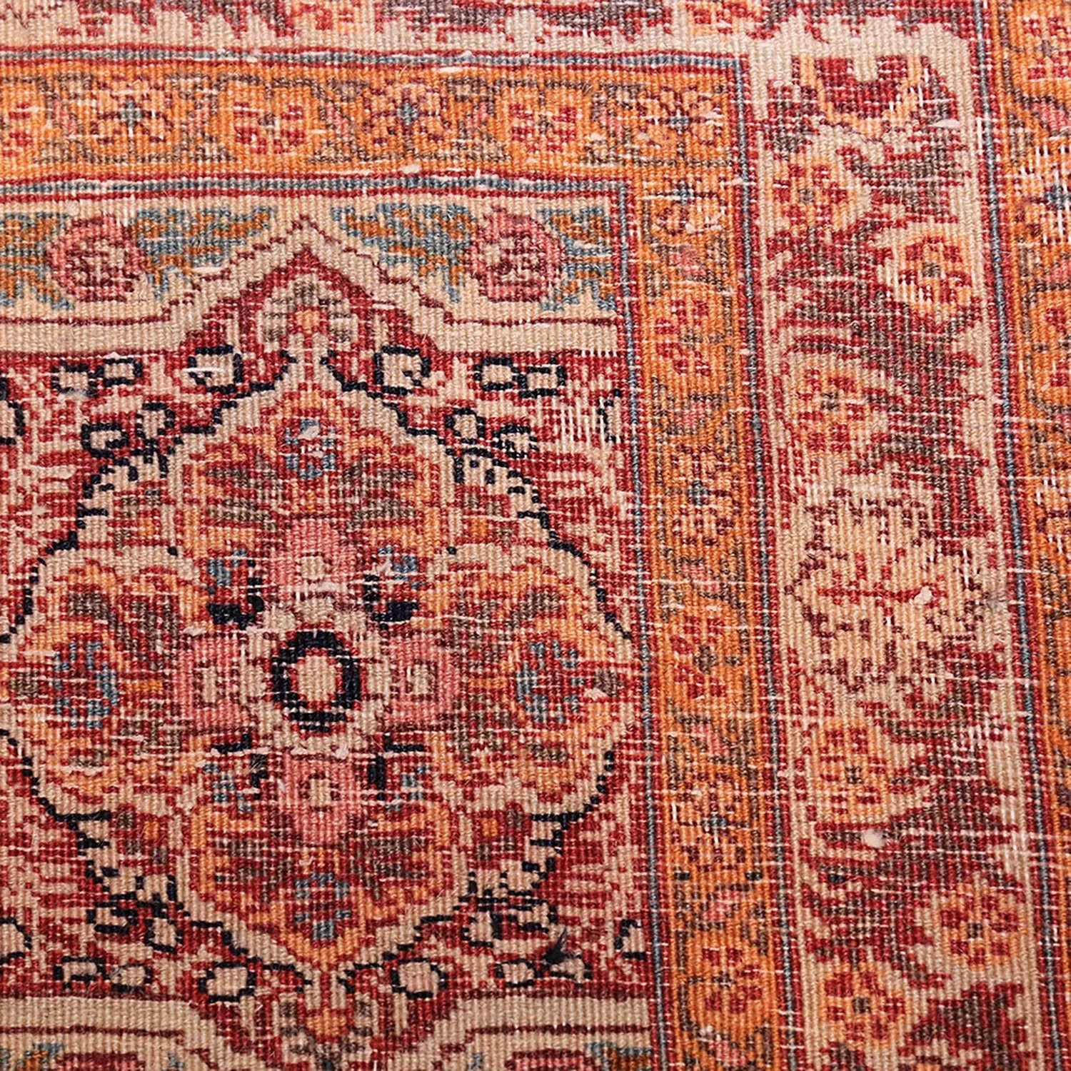 Yellow Antique Persian Haji Jalili Tabriz Rug - 11' x 14'8"