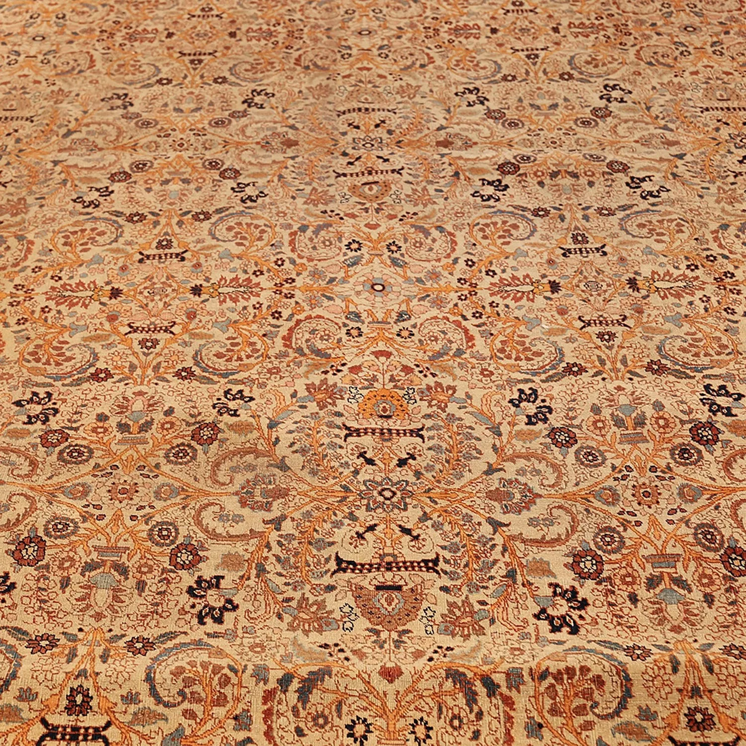Yellow Antique Persian Haji Jalili Tabriz Rug - 11' x 14'8"
