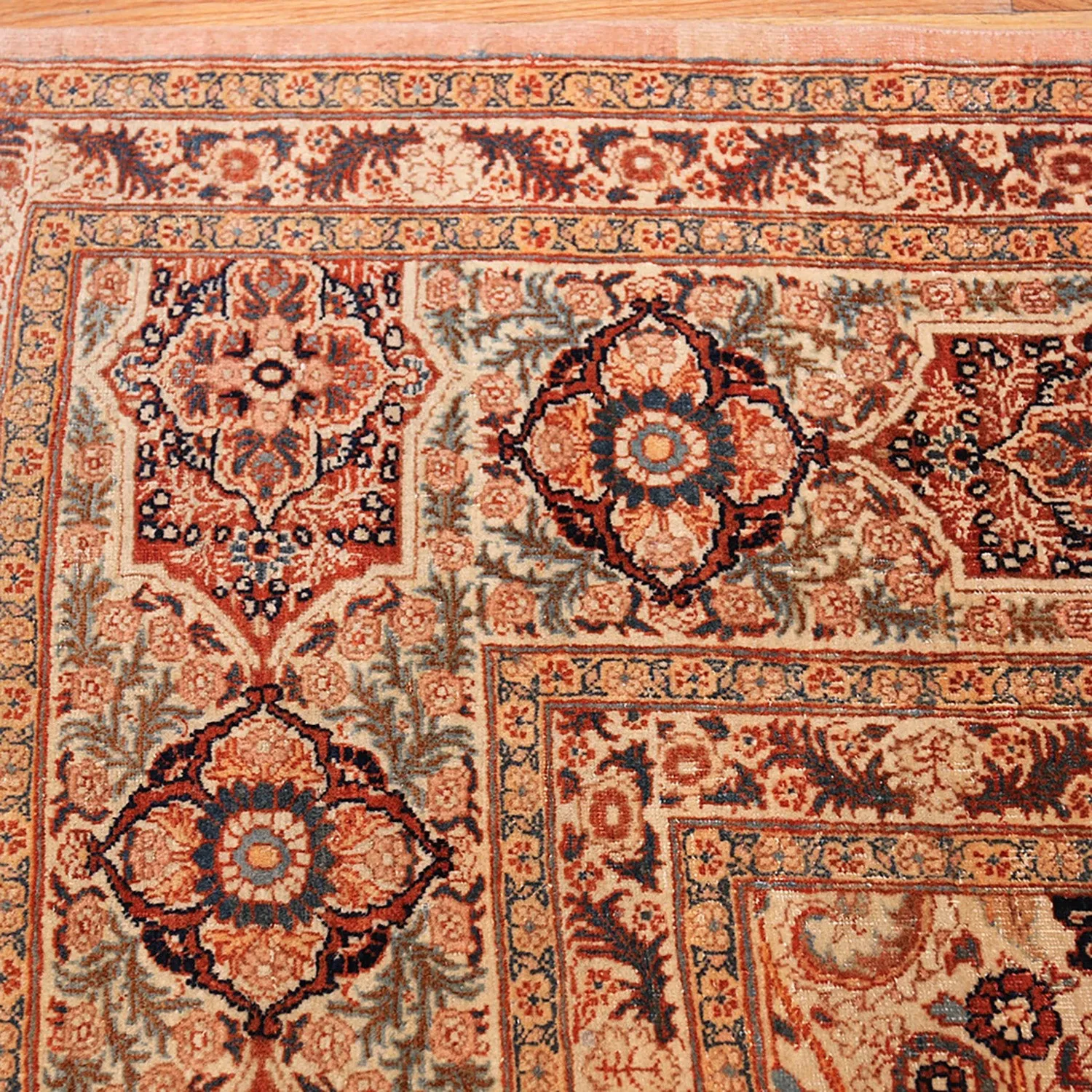 Yellow Antique Persian Haji Jalili Tabriz Rug - 11' x 14'8"