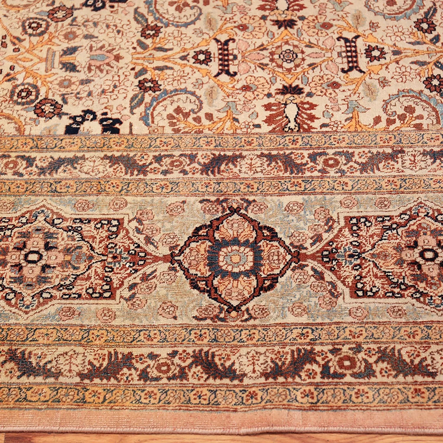 Yellow Antique Persian Haji Jalili Tabriz Rug - 11' x 14'8"